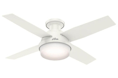 Hunter Dempsey Collection - 44" Ceiling Fan in Fresh White Low Profile Integrated Light Kit