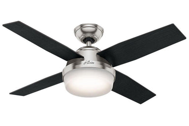 Hunter Dempsey Collection - 44" Ceiling Fan in Brushed Nickel  Integrated Light Kit