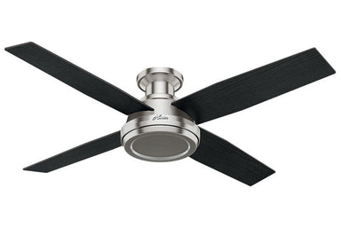 Hunter Dempsey Collection - 52" Ceiling Fan in Brushed Nickel Low Profile No Light Kit