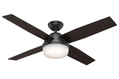 Hunter Dempsey Collection - 52" Ceiling Fan in Brushed Nickel Integrated Light Kit- ETL Damp