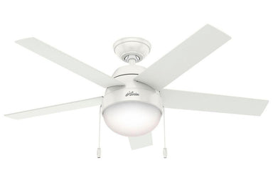 Hunter Anslee Collection - 46" Ceiling Fan in Fresh White Integrated Light Kit