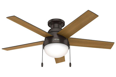 Hunter Anslee Collection - 46" Ceiling Fan in Premier Bronze Low Profile Integrated Light Kit