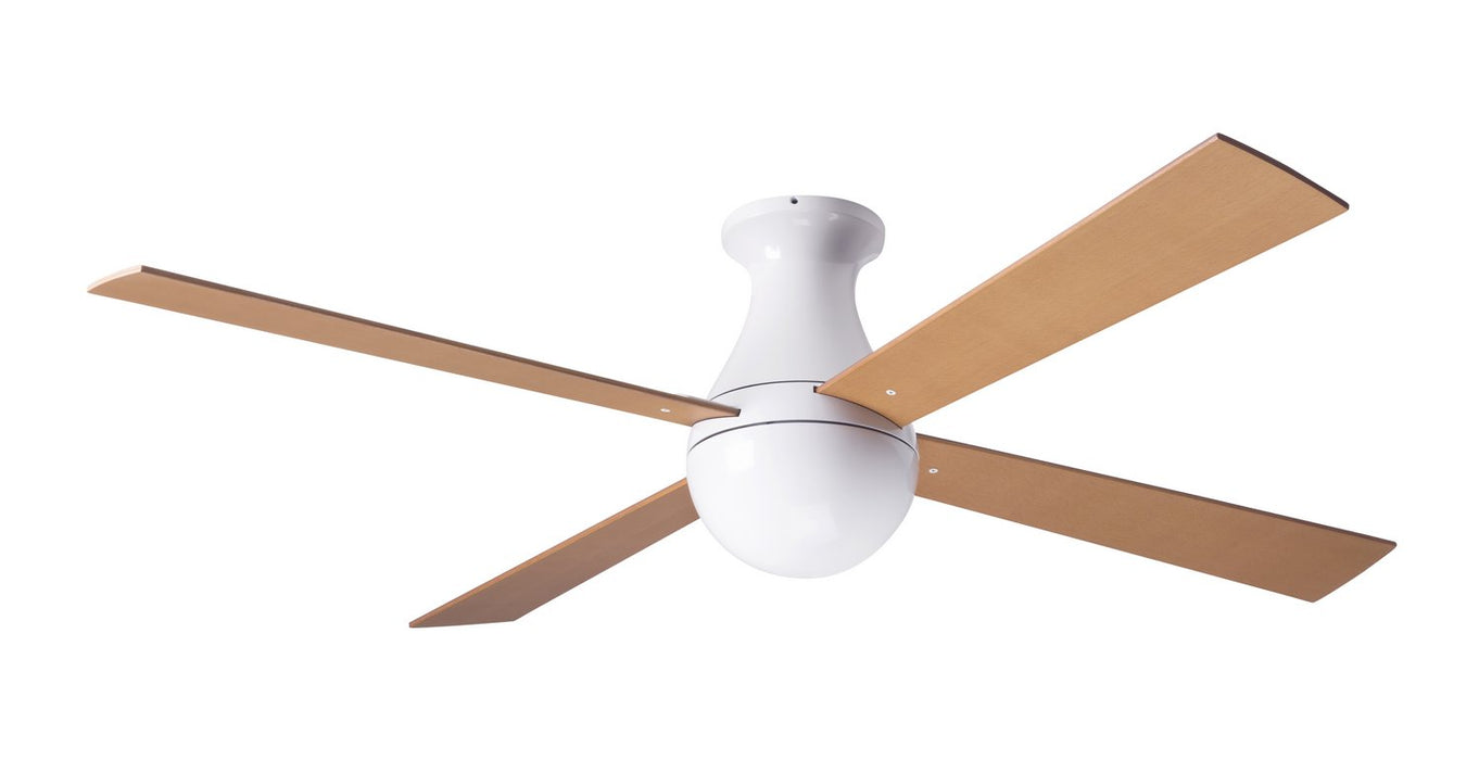Modern Fan CoBall Flush Mount Fan, Gloss White Finish, 52"  Maple Blades, No Light, Wall Control with Remote Handset (2-wire) 52" Ceiling Fan from the Ball collection in Gloss White finish