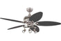 Westinghouse 7234265 52" Xavier in Brushed Nickel with Reversible Graphite and Weathered Maple Blades Indoor Rated Ceiling Fan