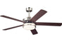 Westinghouse 7247700 52" Castle in Brushed Nickel with Reversible Beech and Weathered Maple Plywood Blades Indoor Rated Ceiling Fan