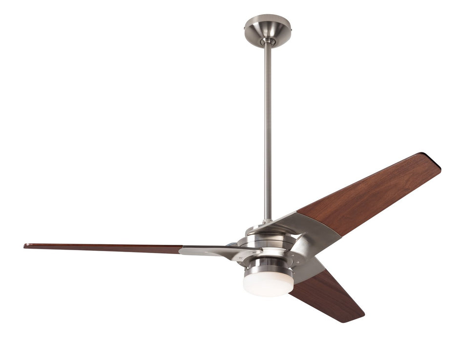 Modern Fan CoTorsion Fan, Bright Nickel Finish, 52"  Mahogany Blades, 17W LED, Handheld Remote Control (2-wire) 52" Ceiling Fan from the Torsion collection in Bright Nickel finish