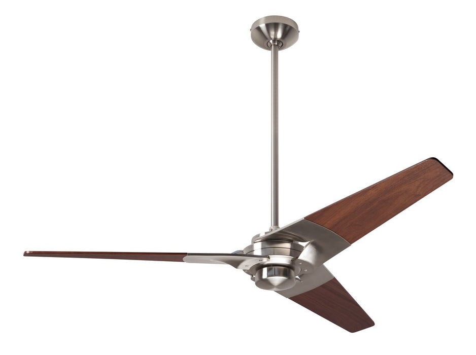 Modern Fan CoTorsion Fan, Bright Nickel Finish, 52"  Mahogany Blades, No Light, Wall Control with Remote Handset (2-wire) 52" Ceiling Fan from the Torsion collection in Bright Nickel finish