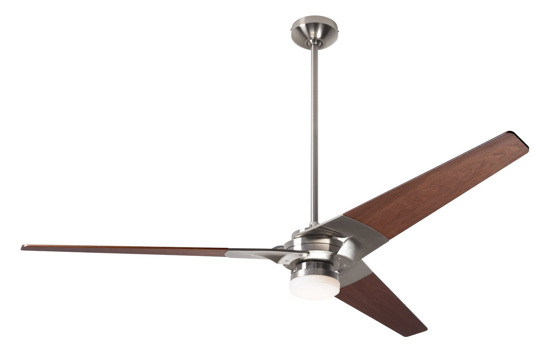 Modern Fan CoTorsion Fan, Bright Nickel Finish, 62"  Mahogany Blades, 17W LED, Handheld Remote Control (2-wire) 62" Ceiling Fan from the Torsion collection in Bright Nickel finish
