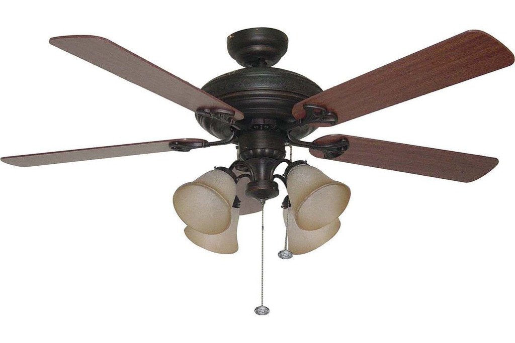 Ellington BFT52ABZ5C 52" Beaufort in Aged Bronze with Reversible Dark Oak and Mahogany Blades Indoor Rated Ceiling Fan