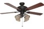 Ellington BFT52ABZ5C 52" Beaufort in Aged Bronze with Reversible Dark Oak and Mahogany Blades Indoor Rated Ceiling Fan