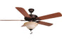 Ellington BLD52ABZ5C1 52" Builder Deluxe in Aged Bronze with Reversible Dark Oak and Mahogany Blades Indoor Rated Ceiling Fan