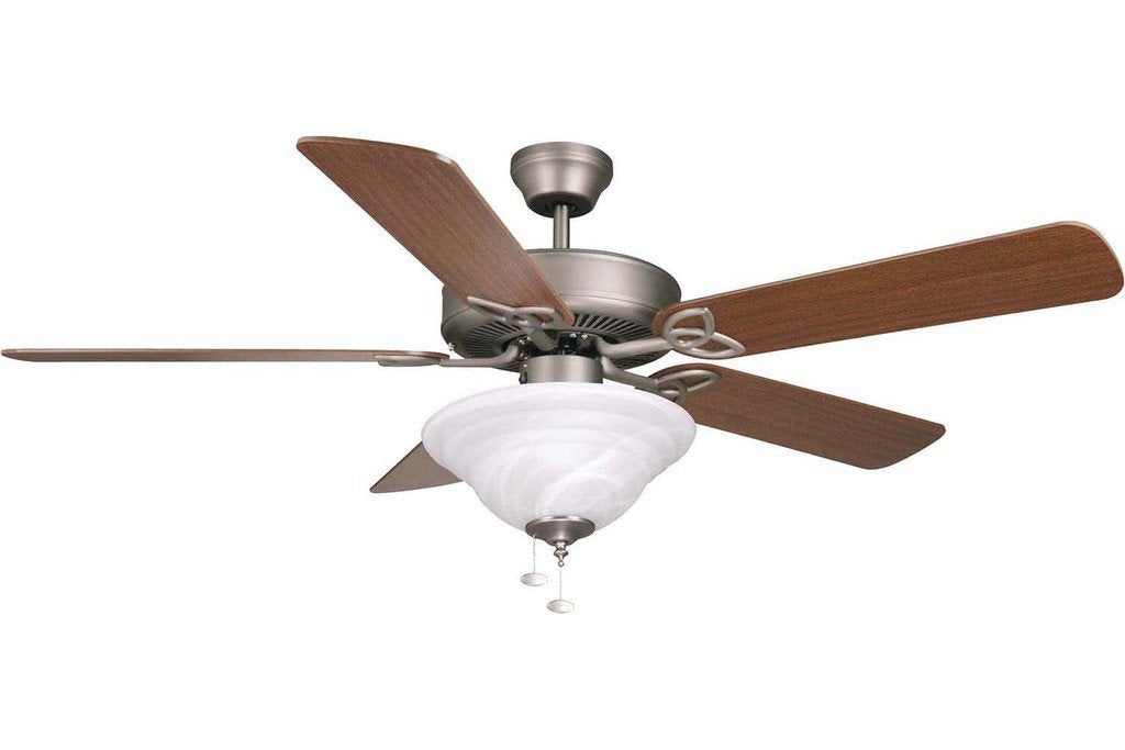 Ellington BLD52AN5C1 52" Builder Deluxe in Antique Nickel with Reversible Ash and Mahogany Blades Indoor Rated Ceiling Fan