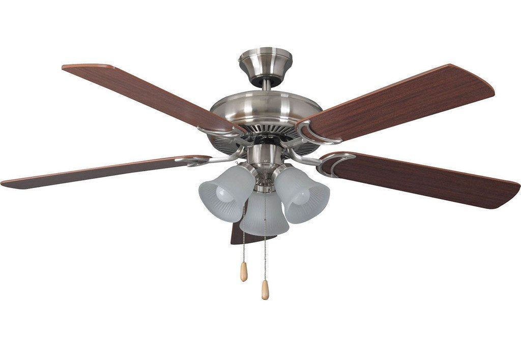 Ellington DCF52BNK5C3 52" Decorators Choice in Brushed Nickel with Reversible Ash and Mahogany Blades Indoor Rated Ceiling Fan