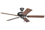 Ellington DCF52FBZ5 52" Decorators Choice in French Bronze with Reversible Dark Oak and Mahogany Blades Indoor Rated Ceiling Fan