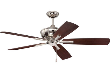 Ellington DUN52PLN5 52" Dunbar in Polished Nickel with Dark Walnut Blades Indoor Rated Ceiling Fan