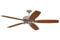 Ellington PAT64BNK5 64" Patterson in Brushed Nickel with Reversible Maple and Walnut Blades Indoor Rated Ceiling Fan