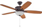 Ellington PNB52OBG5 52" Penbrooke in Oiled Bronze Gilded with Teak Blades Indoor Rated Ceiling Fan