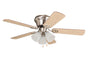 Ellington WC42BNK5C3F 42" Wyman in Brushed Nickel with Reversible Ash and Walnut Blades Indoor Rated Ceiling Fan